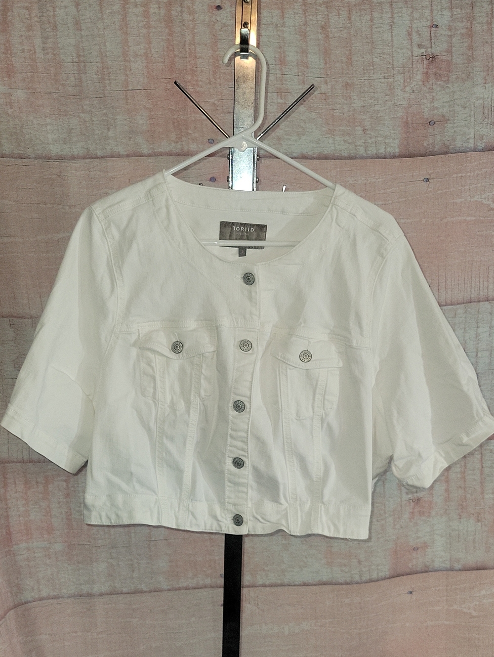 Torrid White Cropped Jacket